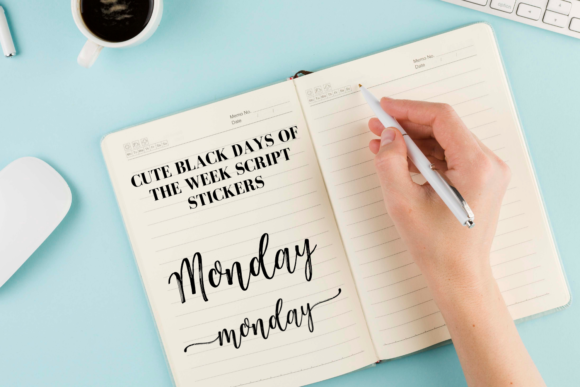 Download Cute Black Days of the Week Scripts - Days of the week Collection