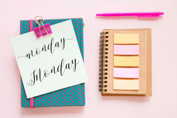 Download Calligraphic Black Days of the Week - Days of the week Collection