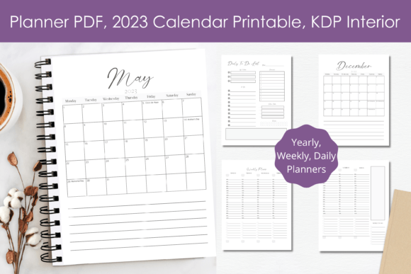 Download 2023 Calendar Printable, Planner PDF KDP - Premium Bundle