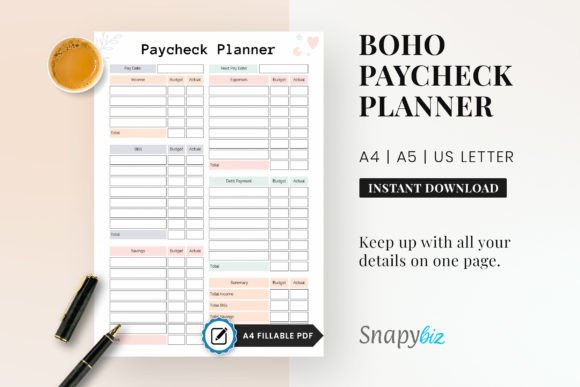 Download Paycheck Budget Printable Planner PDF - Printable planner pdf Collection
