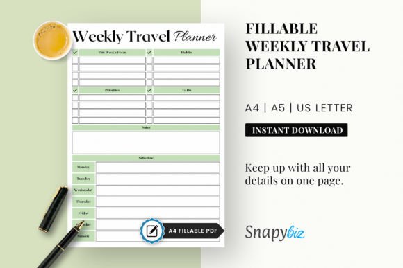 Download Weekly Roadtrip Printable Planner PDF - Printable planner pdf Collection