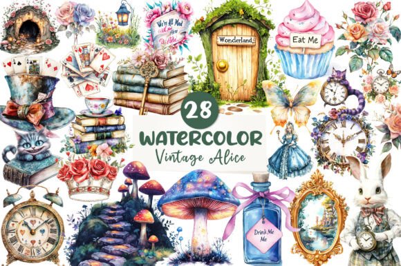 Download Vintage Alice in Wonderland Clipart - Wonderland Collection