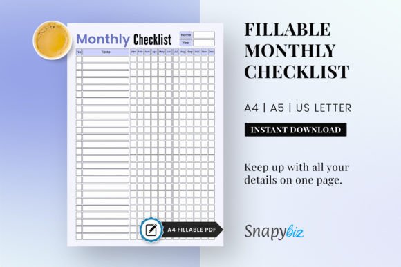 Download Monthly Checklist Printable Planner PDF - Printable planner pdf Collection